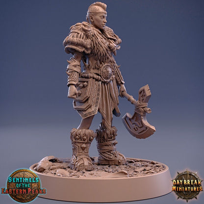 Gasca Jaggedaxe - Human Barbarian - Unpainted Miniature