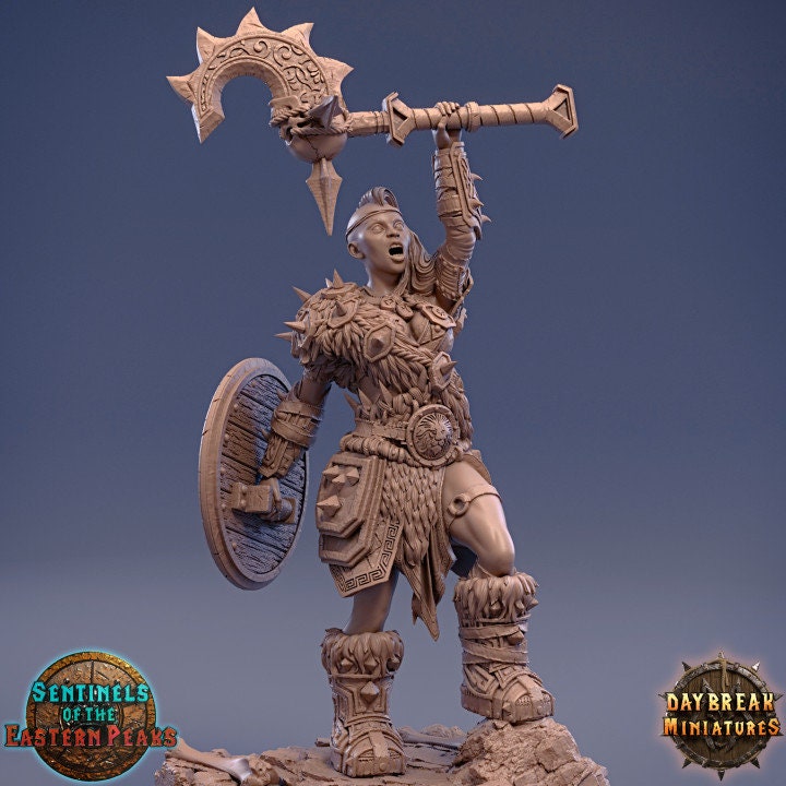 Shima Orcbane - Human Barbarian - Unpainted Miniature