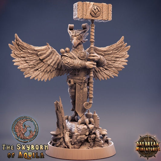 Enok Bluefeather - Birdfolk Paladin - Unpainted Miniature