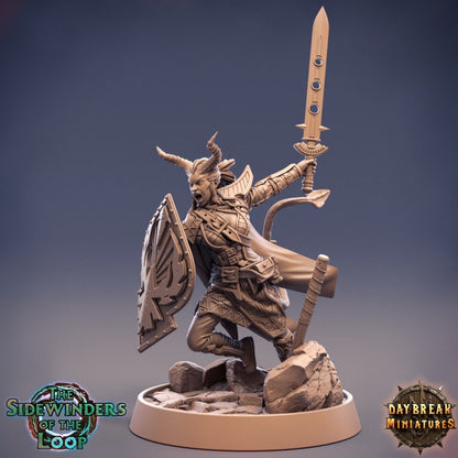 Gretchen Bylander - Tiefling Fighter - Unpainted Miniature