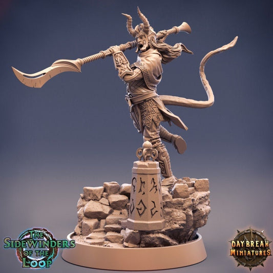 Saanya Shadowlance - Tiefling Fighter - Unpainted Miniature