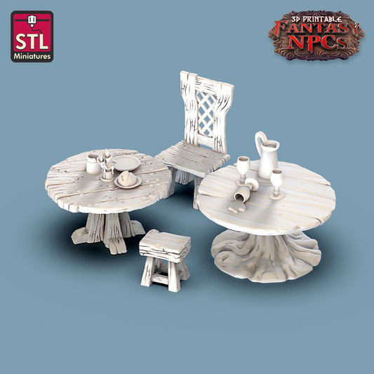 Small Table Set - Unpainted Miniature