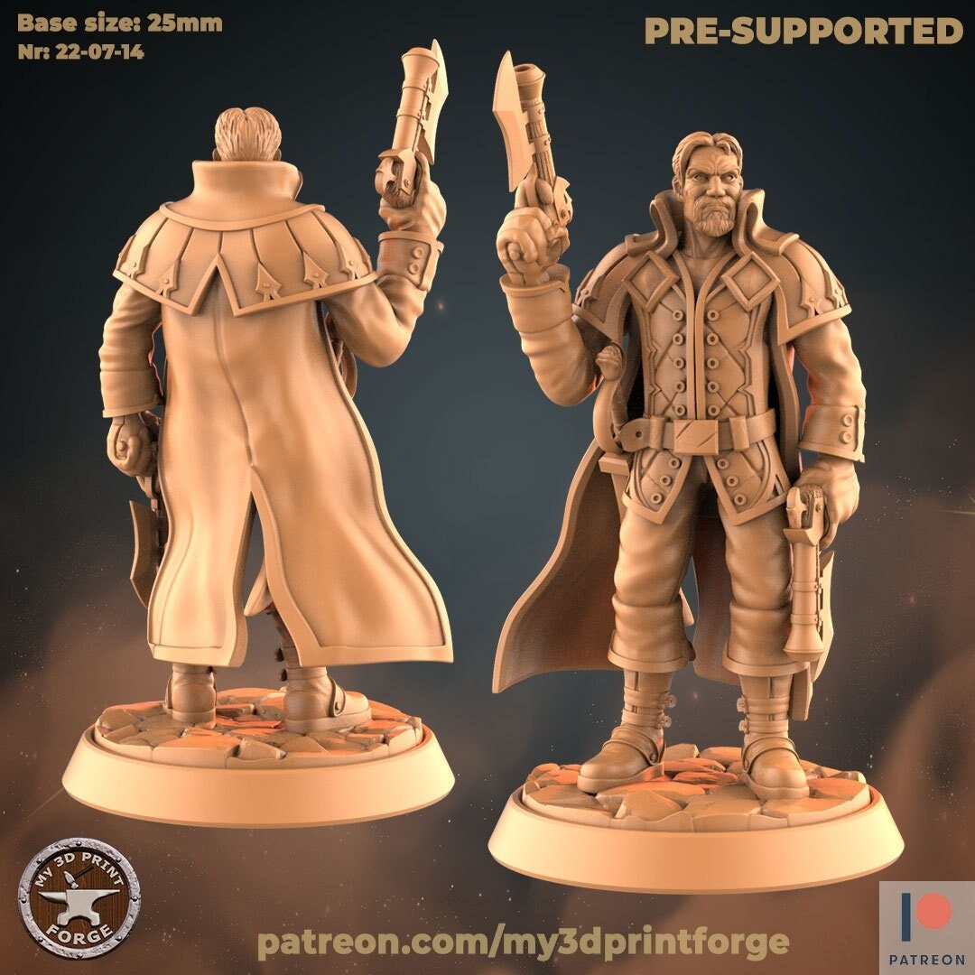 Human Male Gunslinger  - Unpainted Miniature