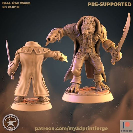 Male Werewolf Fighter - Unpainted Miniature