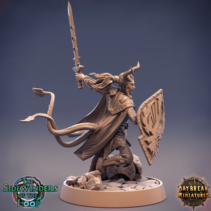 Gretchen Bylander - Tiefling Fighter - Unpainted Miniature