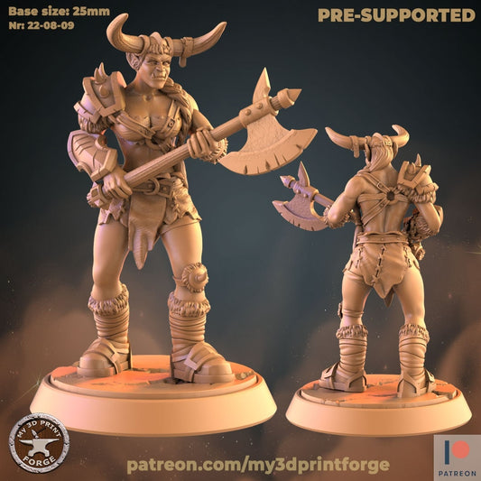 Female Orc Grunt - Axe - Unpainted Miniature