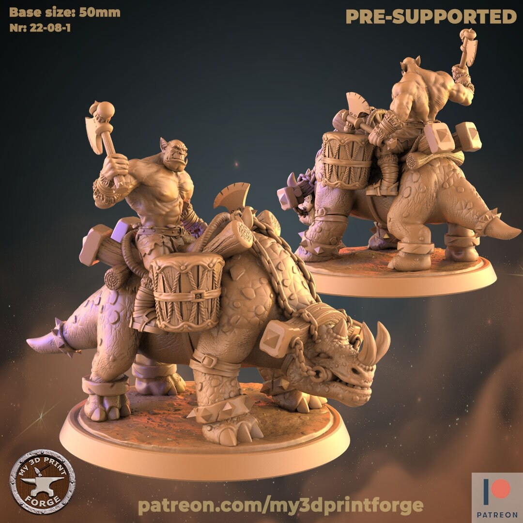 Orc Rhino Rider - Unpainted Miniature