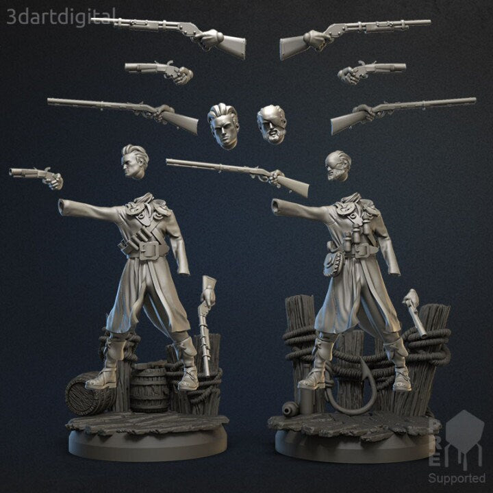 Male Gunslinger - Modular Miniature - Unpainted Miniature