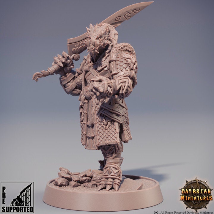 Toopaza Deepcutter - Dragonborn Barbarian - Unpainted Miniature