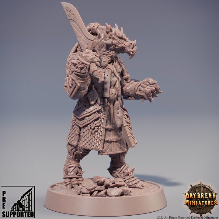 Toopaza Deepcutter - Dragonborn Barbarian - Unpainted Miniature