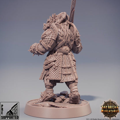 Toopaza Deepcutter - Dragonborn Barbarian - Unpainted Miniature