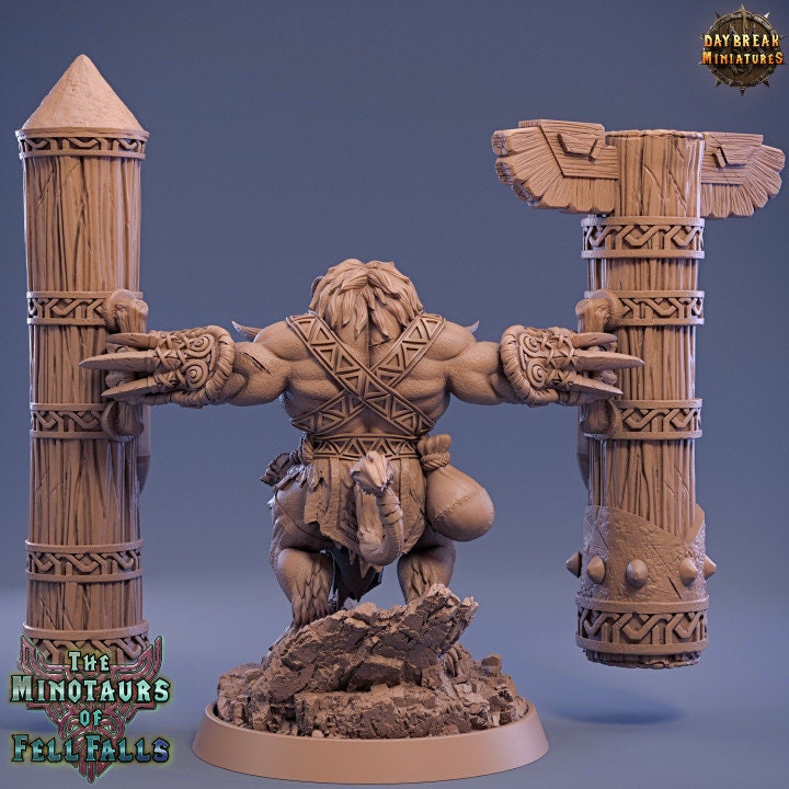 Jauger Bloodcrush - Minotaur with Totems - Unpainted Miniature