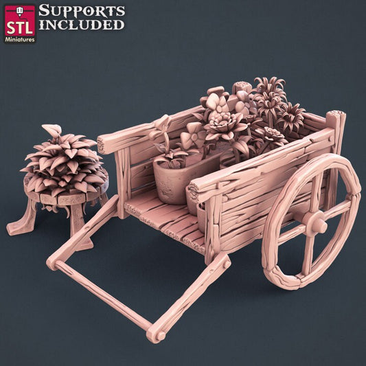 Cart with Flowers - Unpainted Miniature