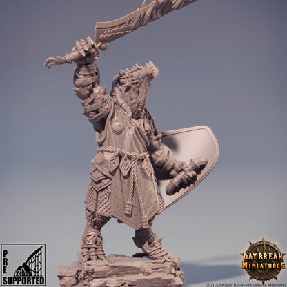 Tourmaline the Petrifier - Dragonborn Fighter - Unpainted Miniature