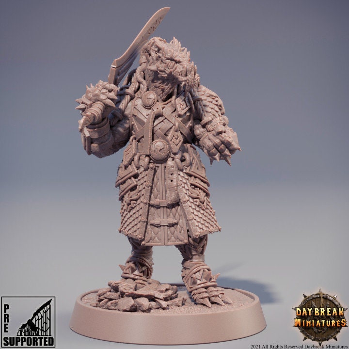 Toopaza Deepcutter - Dragonborn Barbarian - Unpainted Miniature