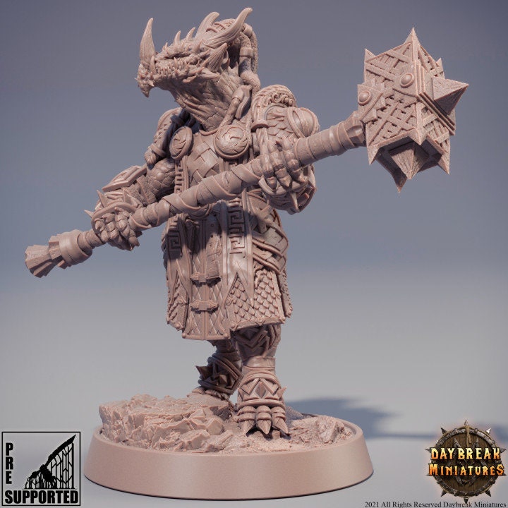 Goshenite Neverguesser - Dragonborn Fighter Miniature