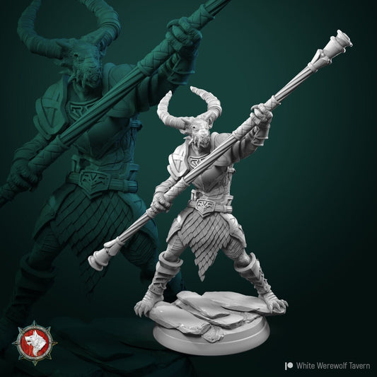 Dragonborn Warrior with Staff - Unpainted Miniature