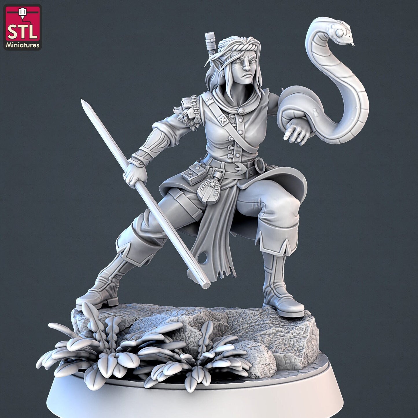 Ranger with Snake - Forest Protector - Unpainted Miniature