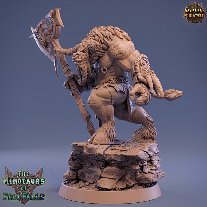 Blotus Gusher - Minotaur Fighter - Unpainted Miniature