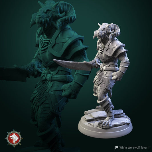 Dragonborn Warrior with Sword - Unpainted Miniature