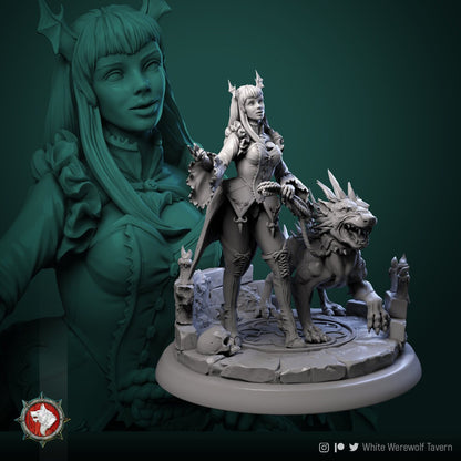 Tanna - Young Vampire with Hound - Unpainted Miniature