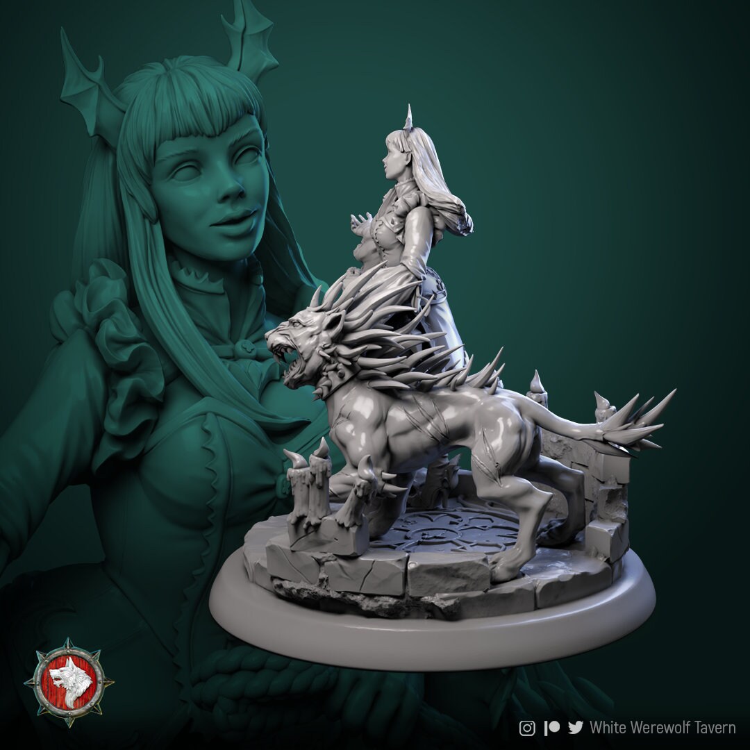 Tanna - Young Vampire with Hound - Unpainted Miniature