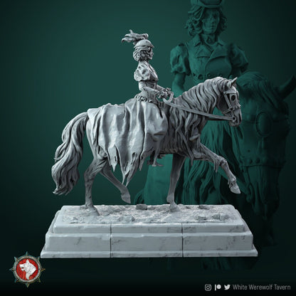 Lady Rebecca on Ghost Horse - Unpainted Miniature