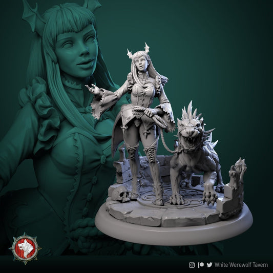 Tanna - Young Vampire with Hound - Unpainted Miniature