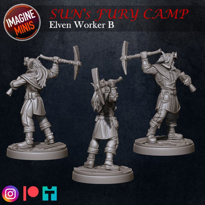 Elven Worker - Elven Miner - Unpainted Miniature