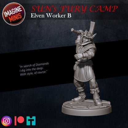 Elven Worker - Elven Miner - Unpainted Miniature