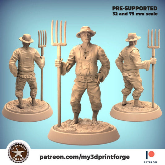 Farmer with Pitchfork - Unpainted Miniature