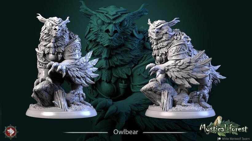 Armored Owlbear - Unpainted Miniature