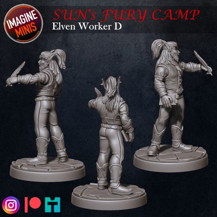 Elven Worker - Male Worker - Unpainted Miniature