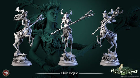 Doe Ingrid - Centaur Druid - Unpainted Miniature