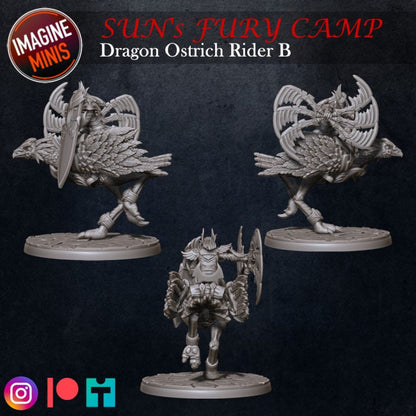 Elf Guard on Dragon Ostrich - Pose B - Unpainted Miniature