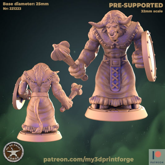 Minotaur Shaman - Attacking - Unpainted Miniature