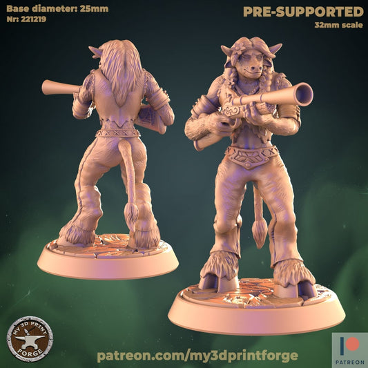 Female Minotaur Hunter - Unpainted Miniature