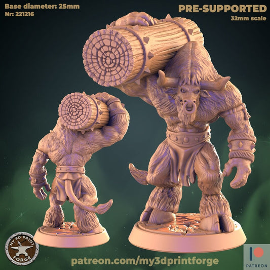 Minotaur with Tree - Unpainted Miniature