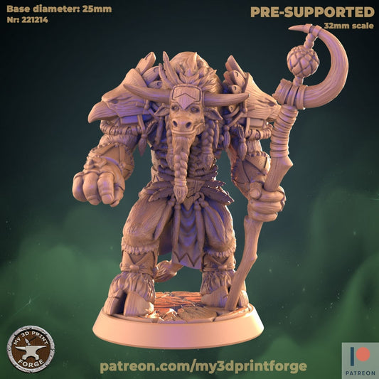 Minotaur Druid - Armored - Unpainted Miniature