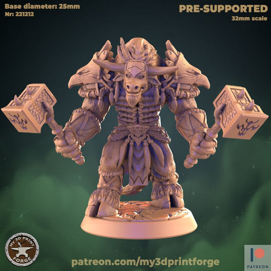 Minotaur with Maces - Unpainted Miniature