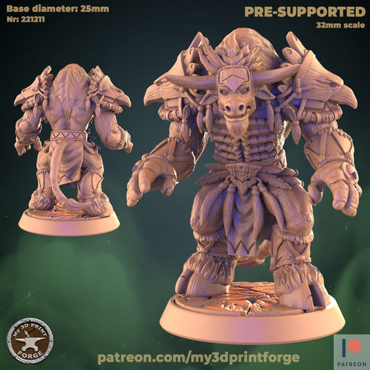 Minotaur Shaman - Armored - Unpainted Miniature