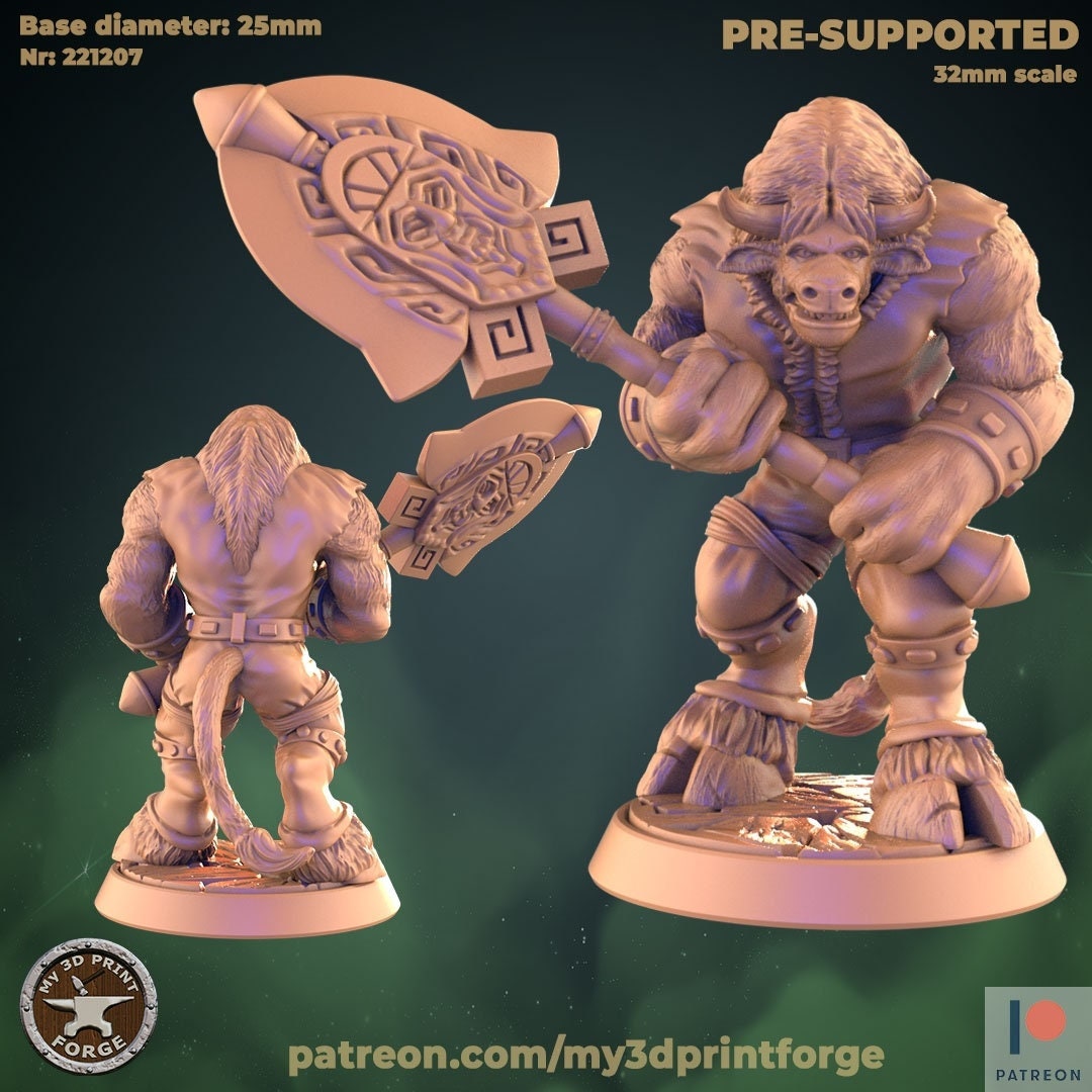 Minotaur with Two Handed Mace - Unpainted Miniature