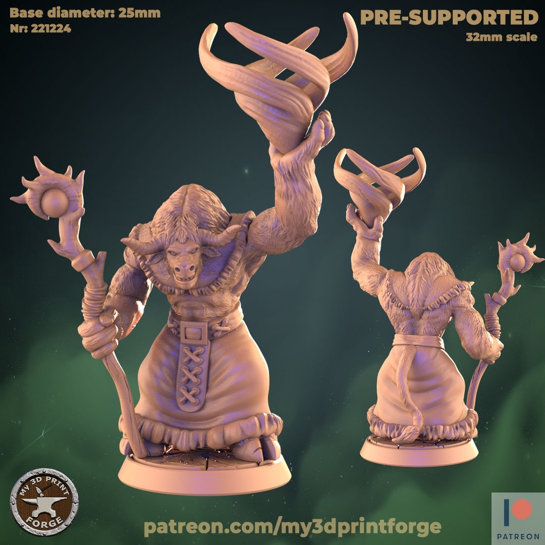 Minotaur Druid - Casting - Unpainted Miniature