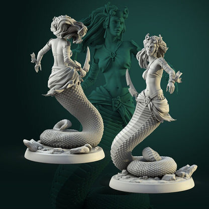 Female Naga - Female Snake People - Unpainted Miniature