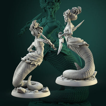 Female Naga - Female Snake People - Unpainted Miniature