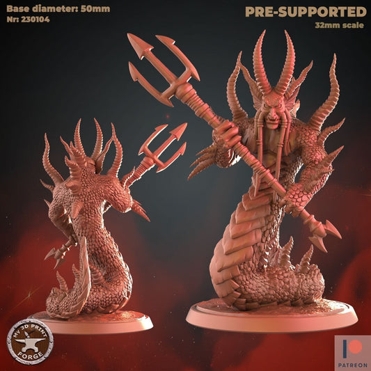 Salamander with Trident - Unpainted Miniature