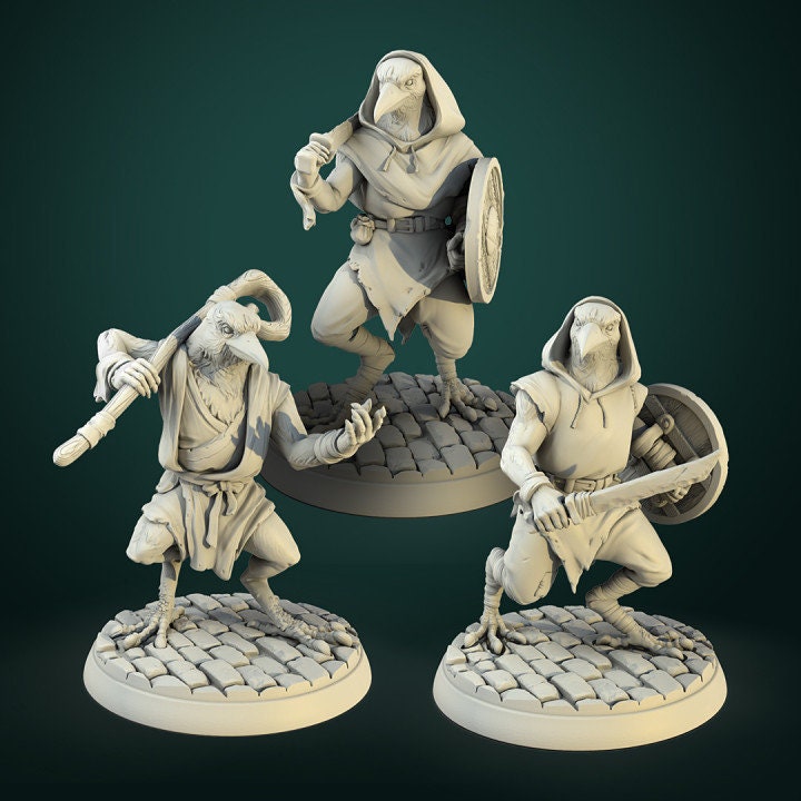 Kenku - Three Poses - Unpainted Miniatures