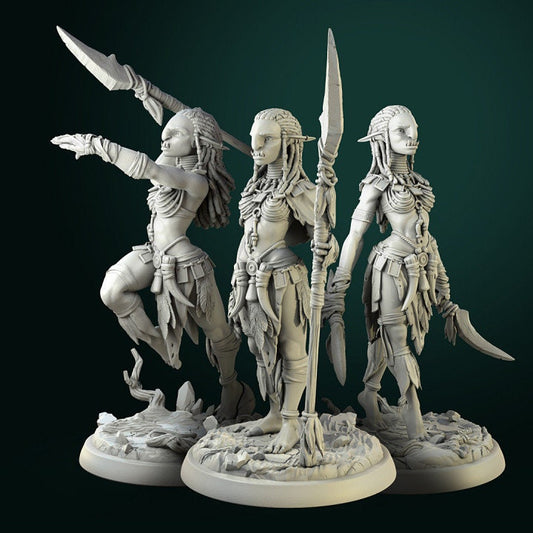 Tribal Troll Set - Female Trolls - Unpainted Miniature