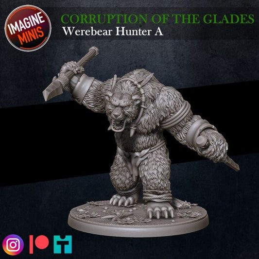 Werebear Hunter A - Unpainted Miniature