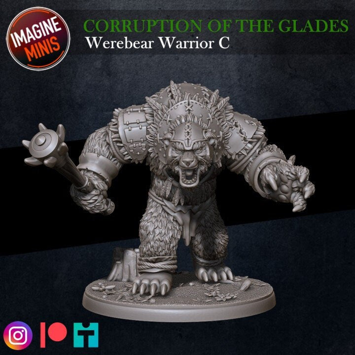 Werebear Warrior C - Unpainted Miniature